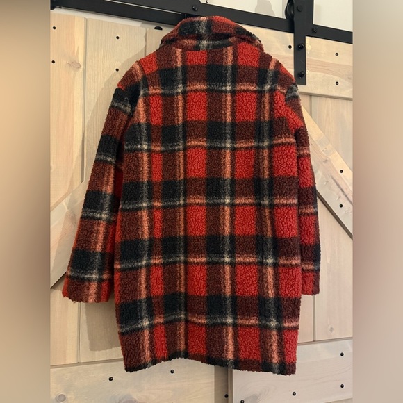 Love Tree Plaid Teddy Pea Coat - Picture 4 of 5